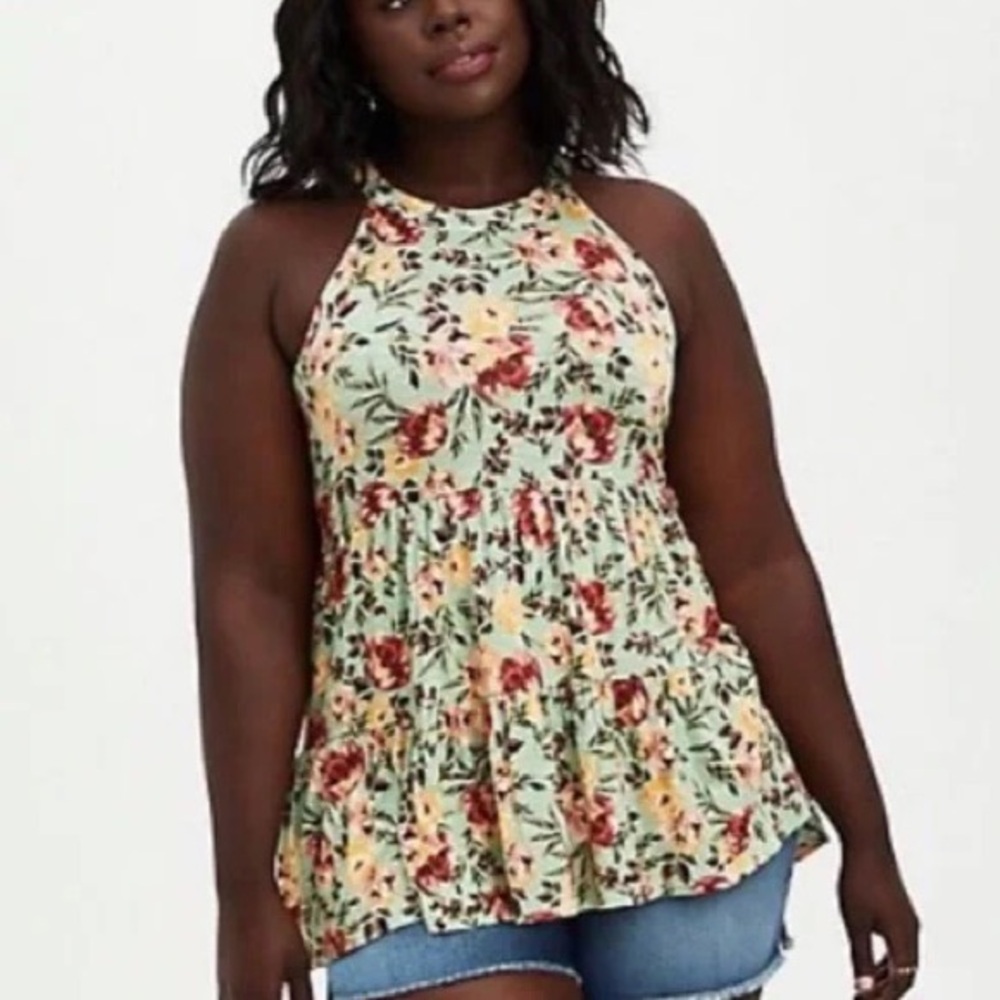 Torrid Tiered Super Soft Knits Floral Tank Top, Size 2